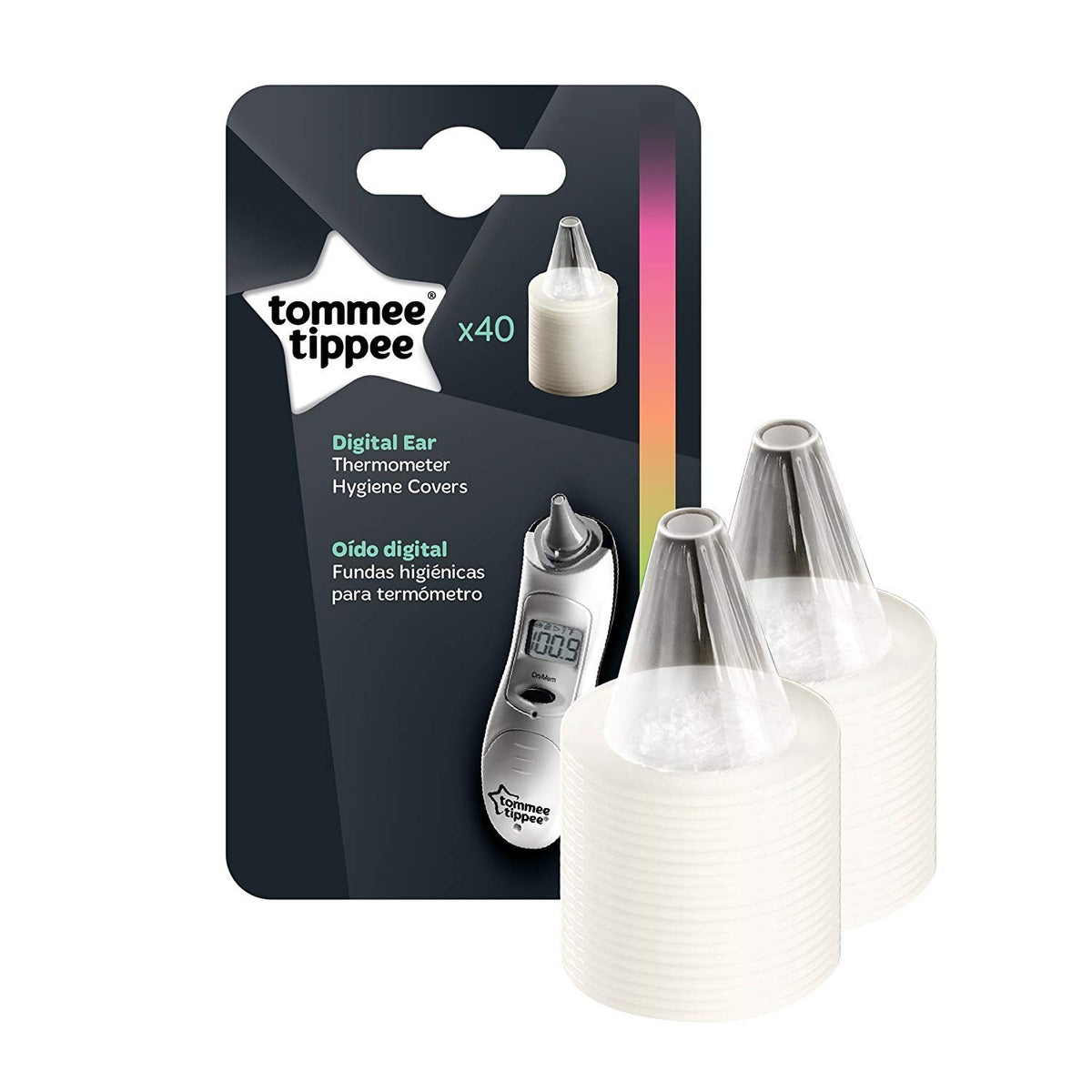 Tommee Tippee Digital Ear Thermometer Hygiene Covers with Tiny Tips Ideal for Newborns, Pack of 40