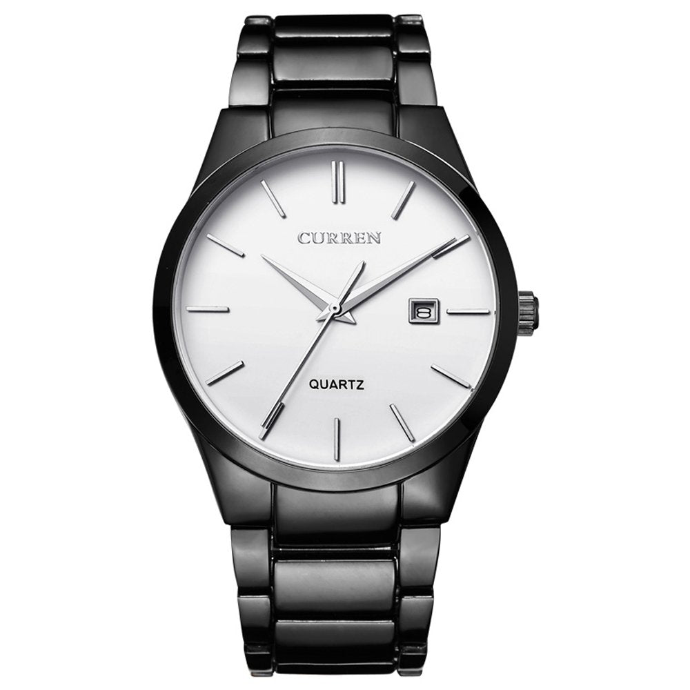 CURREN Men's Watches Classic Black/Silver Steel Band Quartz Analog Wrist Watch with Date for Man …