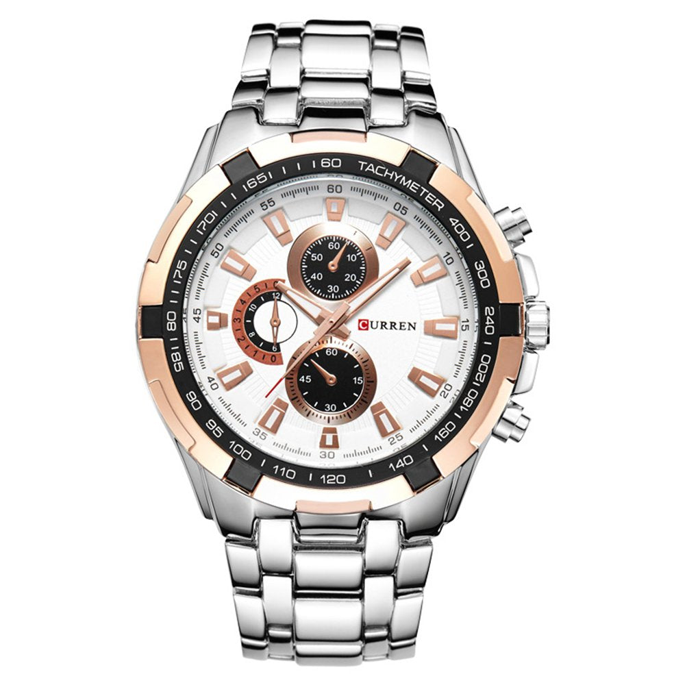CURREN Watches Men,Sports Waterproof Stainless Steel Quartz Wrist Watch for Men and Boys, 6, Quartz Movement - Silver
