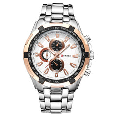 CURREN Watches Men,Sports Waterproof Stainless Steel Quartz Wrist Watch for Men and Boys, 6, Quartz Movement - Silver