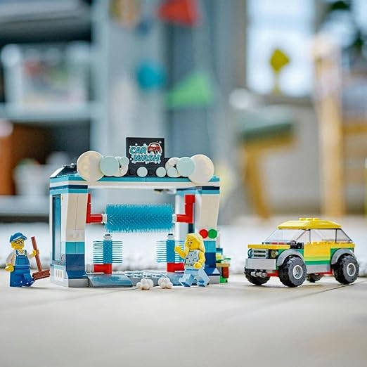 LEGO 60362 City Carwash with Toy Car for 6+ Years Old Kids, Boys, Girls, Set with Spinnable Washer Brushes, Vehicle and 2 Minifigures, Small Gift Idea