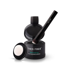 THICK FIBER Root Touch Up & Hairline Powder for Grey Root Coverage & Thin Hair – Water & Sweat Resistant with Precise Brush – Hair Loss Concealer for Roots, Bald Spots & Fill-In (Black)
