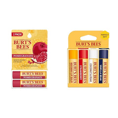 Burt's Bees Lip Balm Mothers Day Gifts for Mom - Pomegranate, Strawberry, Coconut and Pear, Vanilla Bean, Moisturizing Lip Treatment, 6 Tubes