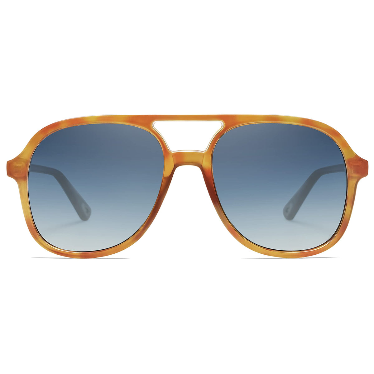 SOJOS Retro Vintage Polarized Sunglasses Double Bridge Brow Bar Square Aviators SJ2174