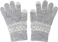 Women's Winter Touch Screen Gloves, Warm Fleece Lined Knit Gloves Elastic Cuff Winter Texting Gloves, Unisex Winter Warm Windproof Solid Color Knitted Mittens, Gloves with Touchscreen Fingers (Grey)