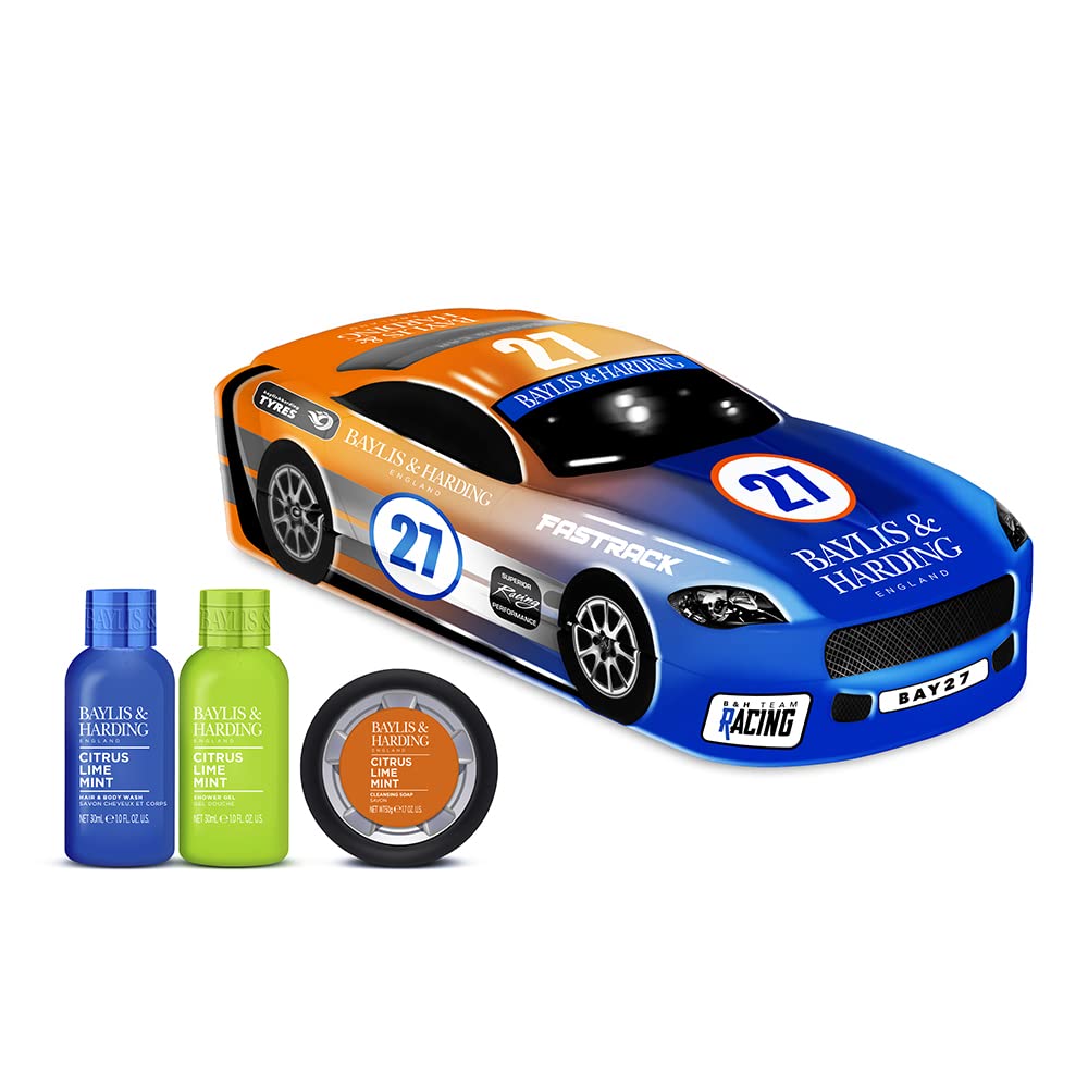 Baylis & Harding Citrus, Lime & Mint Men's Race Car Tin Gift Set - Vegan Friendly (Pack of 1)