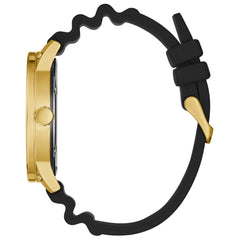 GUESS US Men's Gold-Tone and Black Silicone Analog Watch, one