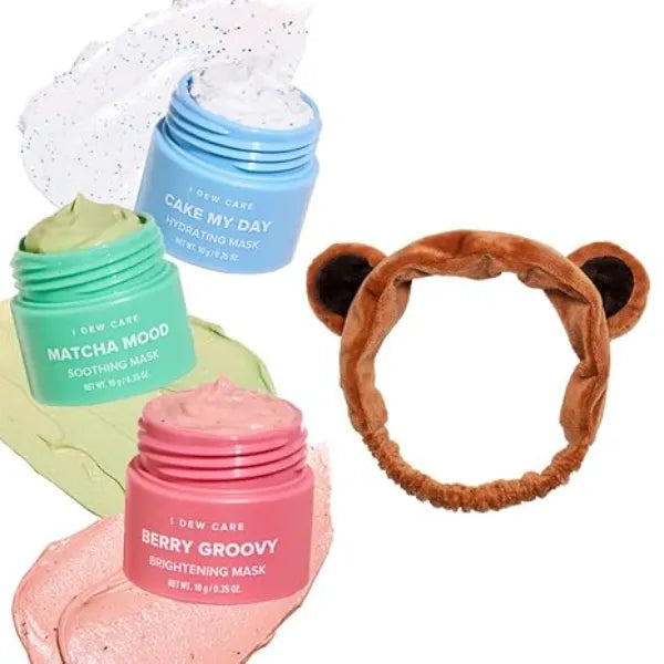I DEW CARE Mini Scoops + Face Wash Headband Brown Bear, 1 Count Bundle