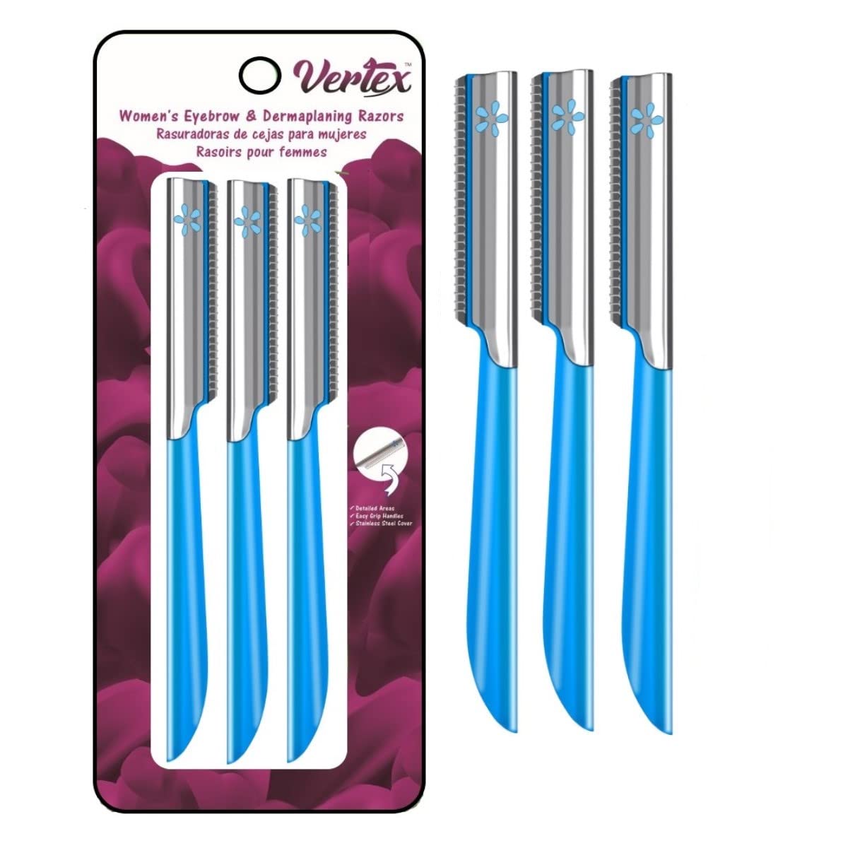 Vertex Women Facial Razor For Dermaplaning Tool Women's Eyebrow Razor Japanese Blades For At Home Womens Peach Fuzz Hair Removal Vertex Beauty Face Hair Remover Exfoliating Razors Travel