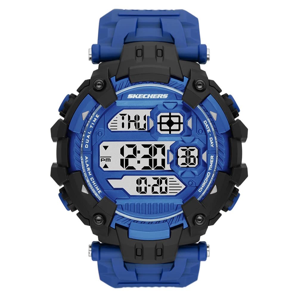Skechers Casual Digital Watch for Men - Oversize Blue