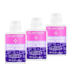 Glamonade Super Strong Nail Glue Press on Nails, Acrylic Nails, Fake & False Nail Tips Glue 10ml Brush on Professional Easy Long Lasting Adhesive 10ml pack of 3