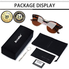 Joopin Polarized Semi Rimless Sunglasses Men Women, Classic Half Frame Sun Glasses UV Protection