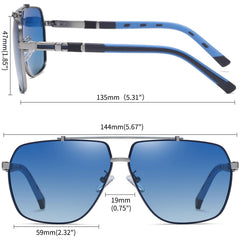Joopin Classic Rectangle Sunglasses Shades for Men, Metal Sun Glasses Polarized UV Protection