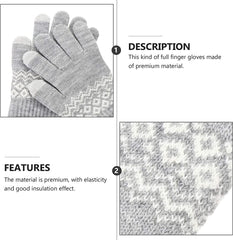 Women's Winter Touch Screen Gloves, Warm Fleece Lined Knit Gloves Elastic Cuff Winter Texting Gloves, Unisex Winter Warm Windproof Solid Color Knitted Mittens, Gloves with Touchscreen Fingers (Grey)