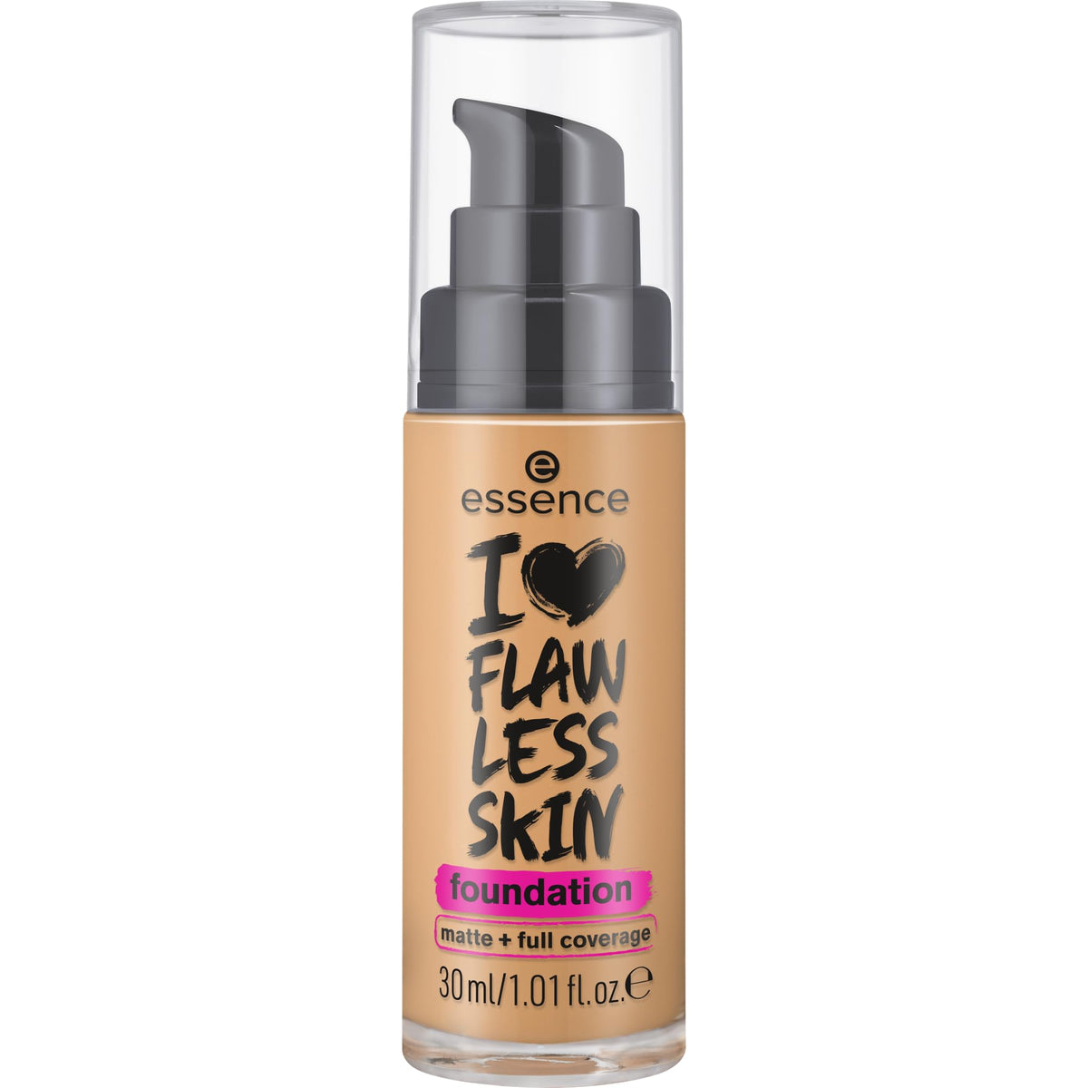 Essence I Love Flawless Skin Foundation, No. 80, Nude, Long-Lasting, Mattifying, Instant Result, Matte, Vegan, Oil-Free, UVA and UVB Filter + SPF 20, No Perfume, Pack of 1 (30 ml)