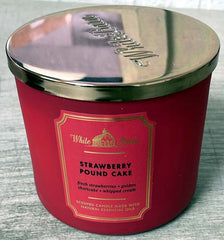 Bath & Body Works and White Barn 3-Wick Candle w/Essential Oils - 14.5 oz - 2021 Core Scents! (Strawberry Pound Cake)