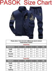 PASOK Men's Casual Tracksuit Full Zip Running Jogging Athletic Sports Jacket and Pants Set - Blue