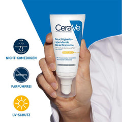 CeraVe Feuchtigkeitsspendende Gesichtscreme mit LSF 30: hydratisierende Tagescreme mit Lichtschutz für normale bis trockene Haut, 1 x 52ml