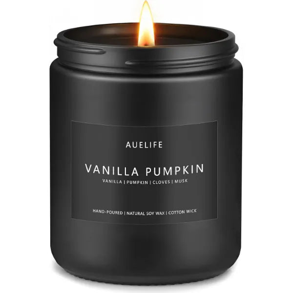 Auelife Fall Candle, Vanilla Pumpkin Scented for Home, Soy Wax 7oz