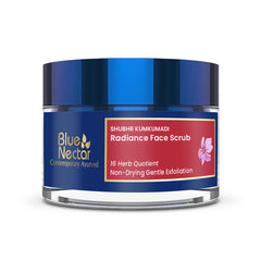 Blue Nectar Saffron Face Scrub for Glowing Skin by Exfoliating Face Scrub | Gentle Ayurvedic Kumkumadi Oil Tan Remover for Refreshing Sun-exposed Skin (16 Herbs, 50g)