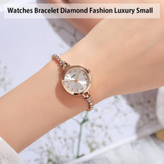SKMEI Women Watches Bracelet Diamond Ladies Female Small Rose Gold Fashion Luxury Thin Waterproof Analog Quartz Casual Girls Wife Gifts Silver Wrist Watch - L1854silver