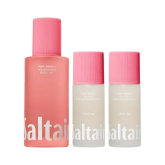 Saltair Body Oil and 2 Pack Serum Deodorant Set Hydrating After Shower Moisturizer and AHA Roll On for Odor Control Pink Beach Scent