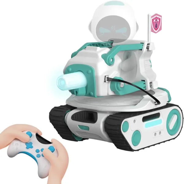 ENERGIZE LAB Panxer+Maticontroller - RC Battle Tank Compatible with Eilik Robots Blue/Pink/DQ/Sliver, Crawler Car Toys with LED Lights and 2.4Ghz Remote Control, Single and Multi-Player Mode, Exclude Eilik Robot