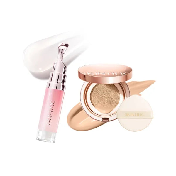 SKINTIFIC Full Coverage Cushion Foundation & Hydrating Brightening Lip Serum Set