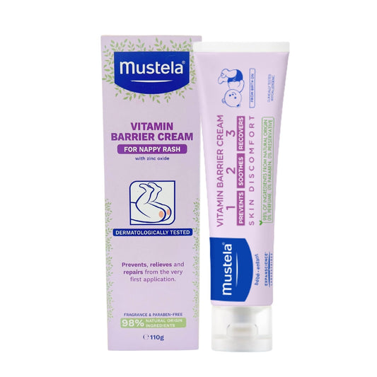Mustela Baby Diaper Rash Vitamin Barrier Cream 123 - Skin Protectant with Zinc Oxide - Fragrance-Free & Paraben Free - with 98% Natural Ingredients – 100 ml