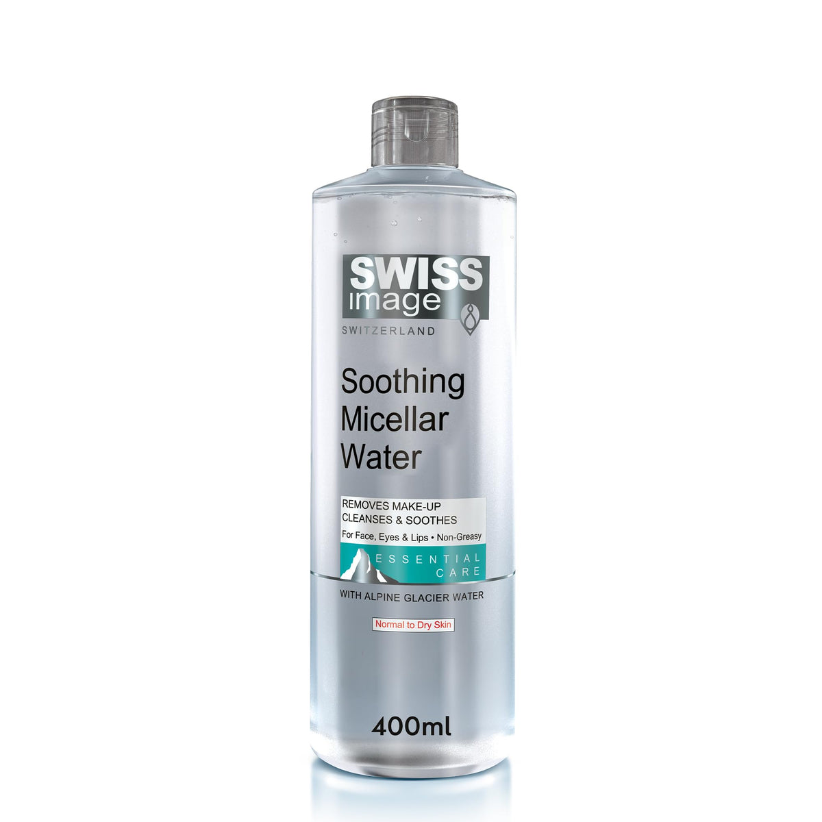 Swiss Image Soothing Micellar Water 400 ml | Gentle Makeup Remover & Cleanser | Calms Irritation, Reduces Redness & Soothes Skin | Non-Rinse Formula for Normal to Dry Skin| Swiss Made