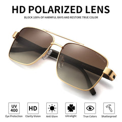 PUKCLAR Pilot Men Polarized Sunglasses Lightweight Rectangular Sunglasses for Man Women with UV400 Protection for Driving Golf