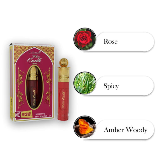 Al Nuaim Silver Series | White Oudh Alcohol Free Attar For Men - 6ml | Precious Oudh Blend | Aromatic Sensation |Long-Lasting Fragrance