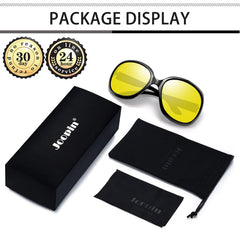 Joopin Polarized Sunglasses for Women, Ladies Big Frame Polarized Eyewear UV400 Protection Driving Fishing - Black Night Vision