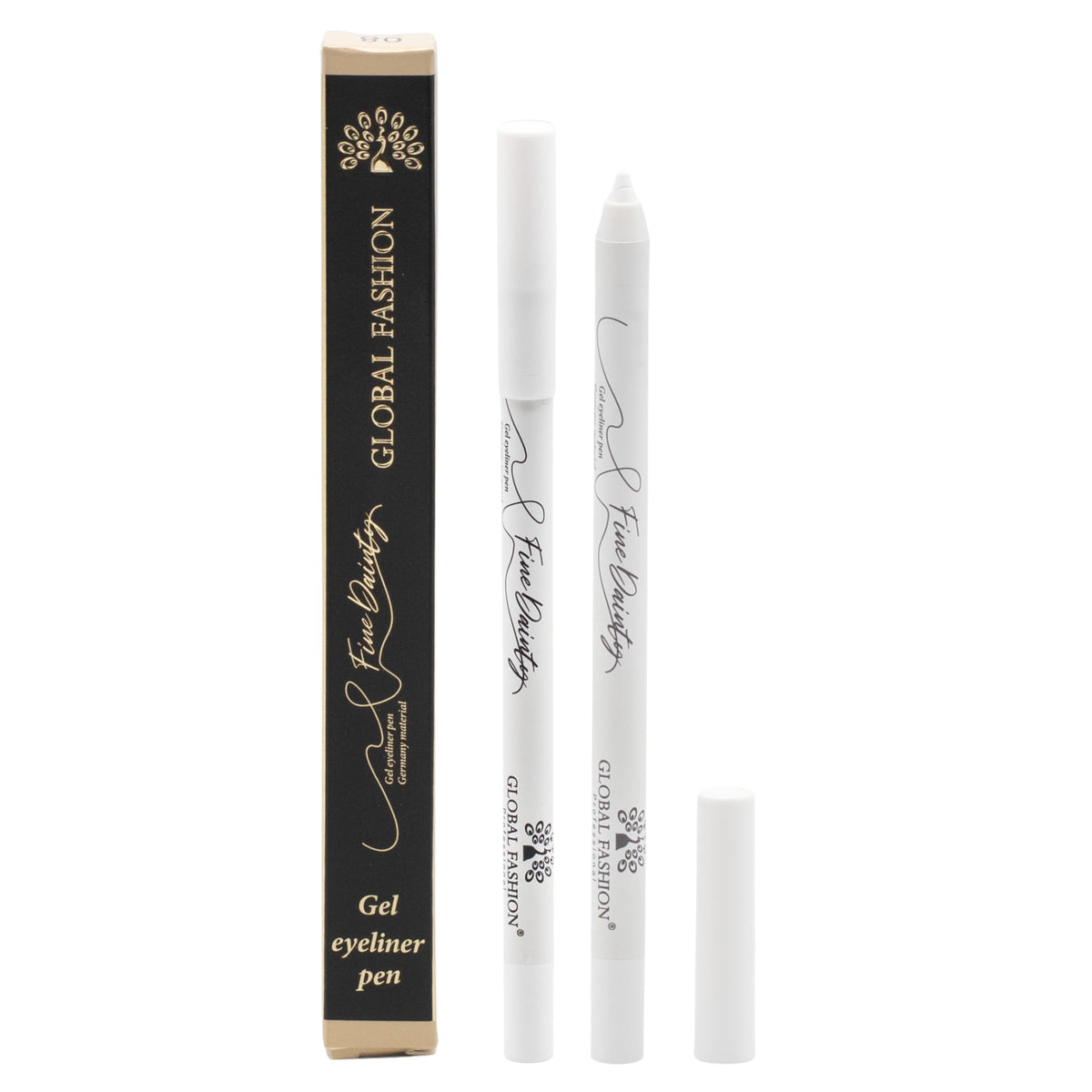Waterproof Gel Eyeliner Pen, 0.2 mm Precision Twist-Up Tip, Smudge-Proof Kajal, Matte Finish, 12-Hour Wear, Vegan & Contact-Lens Safe, Sensitive Eyes (8 - White)
