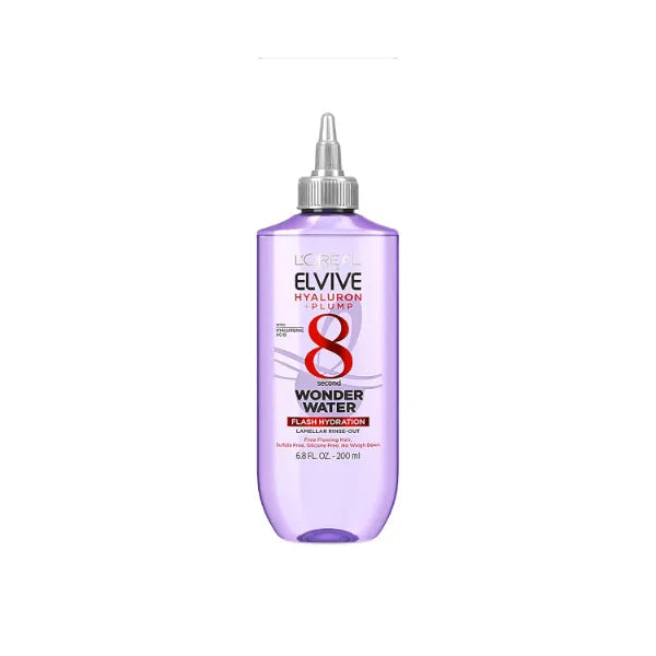 L'Oreal Paris Elvive Hyaluron Plump Flash Hydration Wonder Water Hair Rinse, 8 Second Hydrating Hair Care Treatment for Soft, Shiny Hair, 6.8 Fl Oz