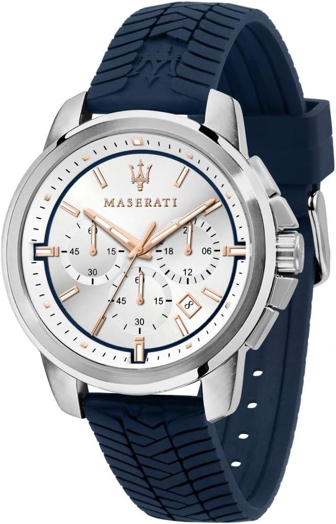 Maserati SUCCESSO 44 mm Chronograph Men's Watch, Black, Chronograph - White/Blue