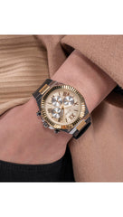 Guess Equity Multi-Function Analog Watch for Men, 44 mm Case Width, Black/Champagne