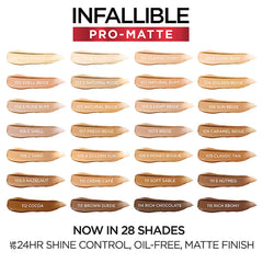 L'Oreal Paris Makeup Infallible Pro-Matte Liquid Longwear Foundation, Nude Buff 104.5, 1 fl; oz.