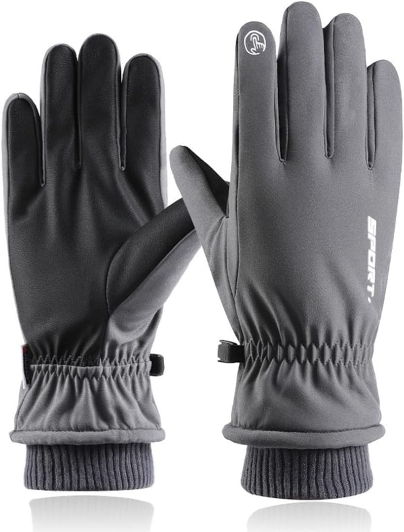 Winter Gloves for Men Women Adult Warm Riding Gloves Touch Screen Finger Microfiber Anti-Slip Design,Ski Gloves Bike Gloves Windproof Waterproof(Grey)