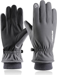 Winter Gloves for Men Women Adult Warm Riding Gloves Touch Screen Finger Microfiber Anti-Slip Design,Ski Gloves Bike Gloves Windproof Waterproof(Grey)