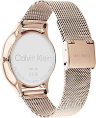 Calvin Klein Timeless Mesh Mf Women's Light Carnation Gold Dial, Ionic Plated Carnation Gold Steel Watch + Calvin Klein Faceted Heart, Women's Stud Earrings