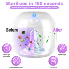 Mini Portable UV Pacifier Sterilizer - 99.99% Effective, 3-Min Quick Sterilization, USB Rechargeable, Compact UV-C Sanitizer Box for Baby Pacifiers, Bottle Nipples, Teethers, Headphones, Keys (White)