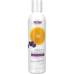 NOW Foods Solutions, Vitamin C and Acai Berry Purifying Toner, Brightening System, Removes Pore-Clogging Residue, 8 Fl Oz (Pack of 1)