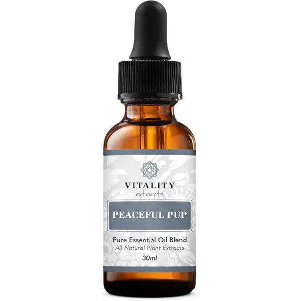 Vitality Extracts Peaceful Pup Essential Oil Blend - 30ml, Natural Calm, Ease Worries & Stress, Aromatherapy, Lavender, Lemon, in Almond Oil Base