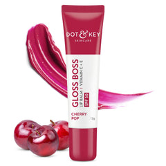 Dot & Key Cherry Lip Balm for smooth red lips| SPF 30, Shea Butter with Vitamin E| tinted lip balm for glossy, buttery soft lips| for dark lips, 12g