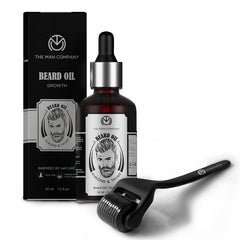 The Man Company Beard Booster Duo | Derma Roller + Oil | Activates Hair Follicles | Accelerates Growth, Fuller & Thicker Beard | Improves Patchy Appearance