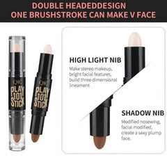 1pc Double Ended Wonder Contouring Pen Bronzer and Highlighter Stick Facial Makeup Contour Concealer Cosmetic for 3D Makeup Effect(2#) Makeup Accessories