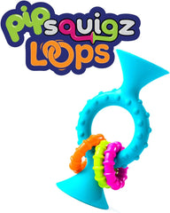 Fat Brain Toys Pipsquigz Loops – Teal, Vibrant Silicone Suction Cup Toy for Babies, Sensory Exploration, Fine Motor Skills Development, Rattling Sounds, and Soothing Gum Relief