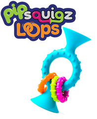 Fat Brain Toys Pipsquigz Loops – Teal, Vibrant Silicone Suction Cup Toy for Babies, Sensory Exploration, Fine Motor Skills Development, Rattling Sounds, and Soothing Gum Relief