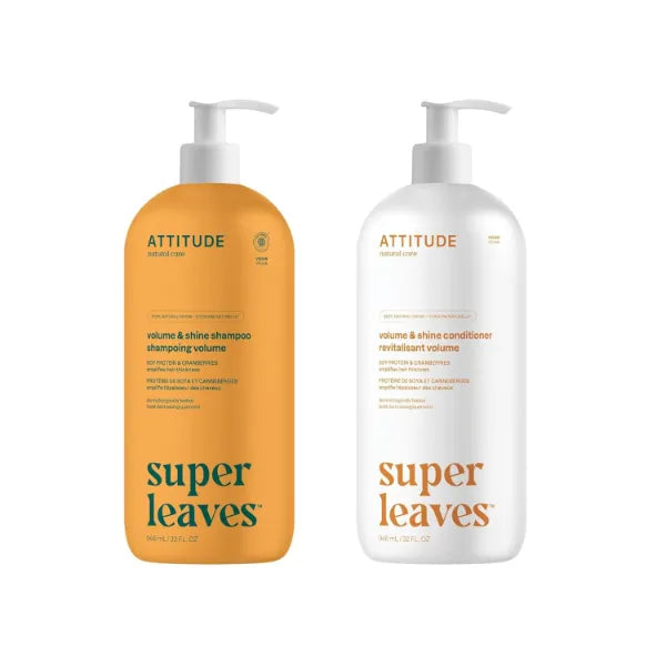 ATTITUDE Hair Shampoo and Conditioner, Plant- and Mineral-Based Ingredients, Vegan and Cruelty-free Beauty and Personal Care Products, Volumizing, Soy Protein and Cranberries, 32 Fl Oz